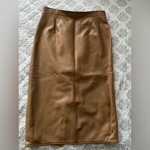 Vakko Vintage Camel Leather Skirt